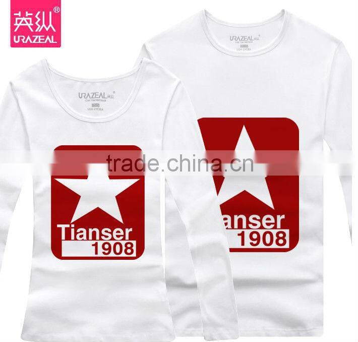 100% cotton popular couples long sleeve t shirt