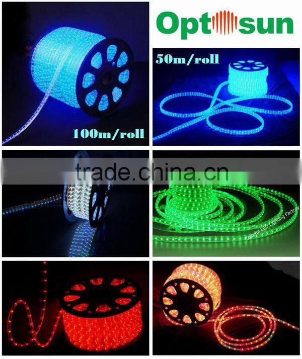 CE RoHS decoration Wateproof DC12V 24V AC120V 220V remote control led led rope light manufactures in china