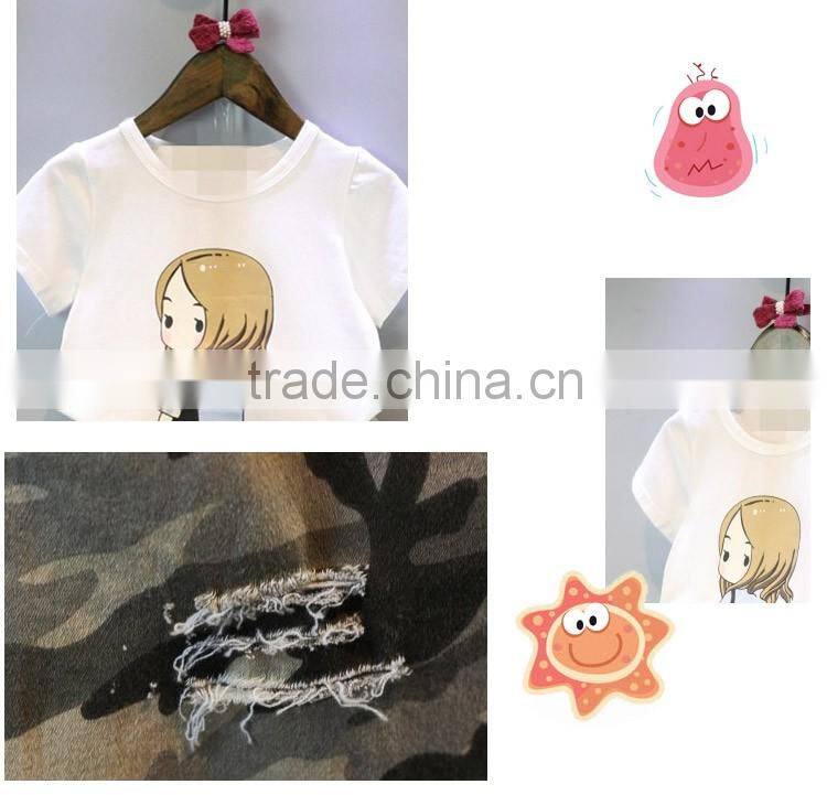 Factory Price Boutique Short Sleeve Camouflage Mini Children Girls Skirt Suit