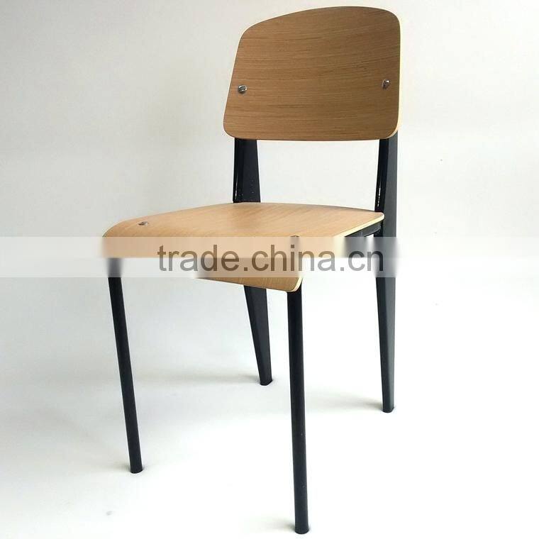 TDC-193-2 QVB HANGZHOU JIANDE TONGDA KOREA STYLE HPL VENEER BENTWOOD SEAT AND BACK BLACK POWED COATED STEEL FRAME DINING CHAIR