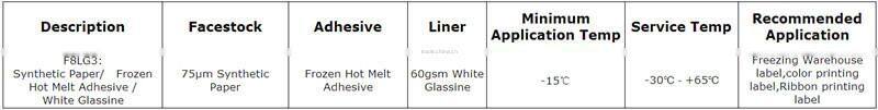 synthetic paper adhesive label for Freezing Warehouse label and ribbon printing label