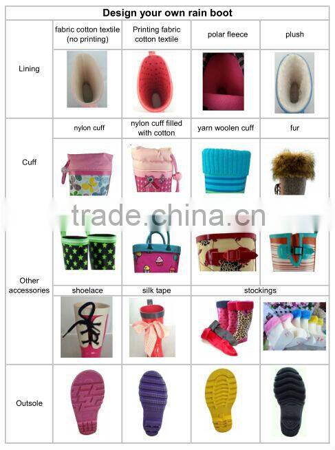 2016 New Design rubber rain boot women Blackish green fashion boot with white shoelace