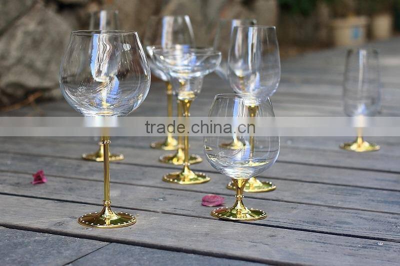 unique high quality toasting wine glasses set gold metal stem champagne flutes/couples wedding goblet gift drinking glasses cup