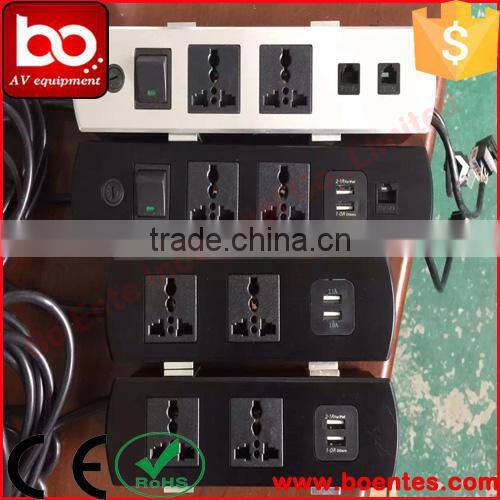 Partition/Tabletop Mount Multiple Universal Power Socket with Network Data and Switch