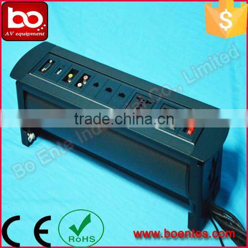 Manual Type Flip Up Desktop Socket with power data cables for Office Furniture