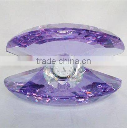purple perfect new style crystal clock, crystal gifts, crystal crafts