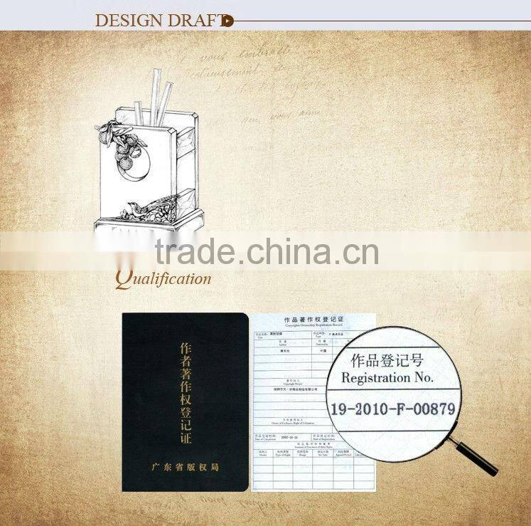 RORO Good Fortune litchi enamel pewter crystal pen holder