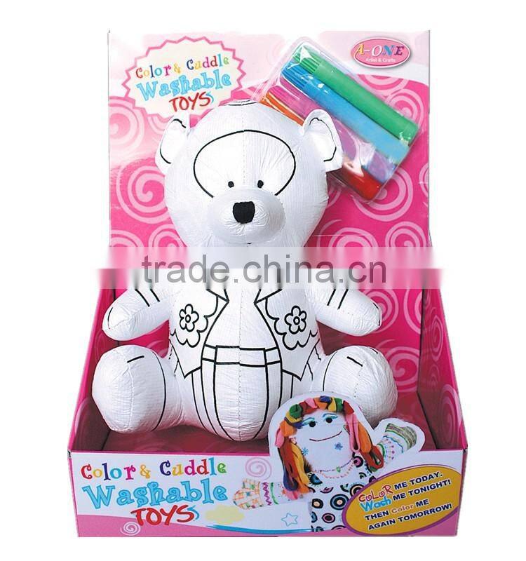 DIY Toy Coloring Washable Teddy Bear with 4 Markers