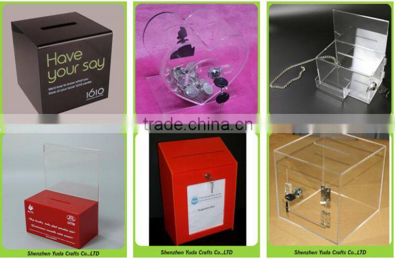 Rectangular shaped lucite storage box desktop designed acrylic dustcover