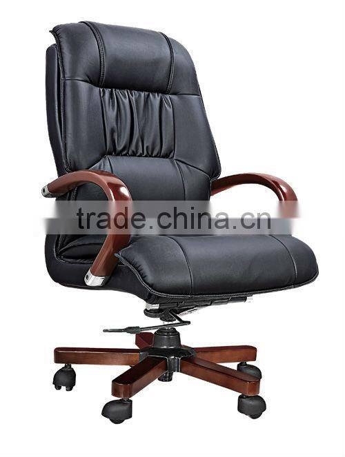 High qaulity big boss Guenine leather office chair/luxury wooden arms executive swivel office chair AB-014B