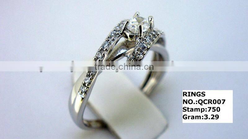 QCR007 quality handmade silver ring,cheap silver 925 ring with CZ in rhodium plating