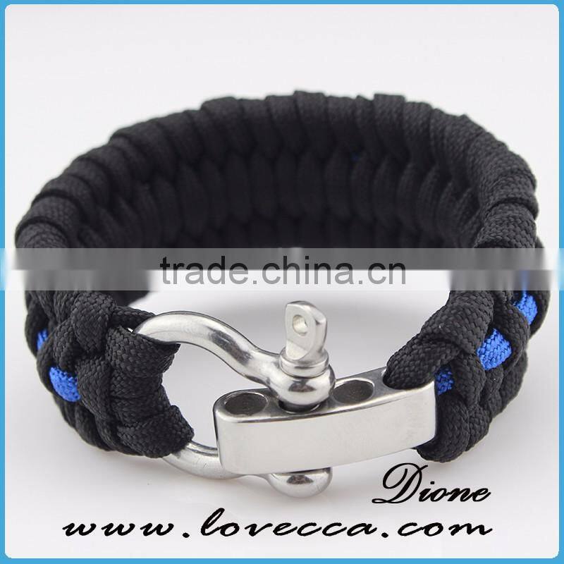Black Survival Metal Alloy Buckle Paracord Bracelet With Logo