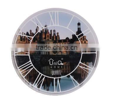 Round cheap MDF wood custom wall clock for decor