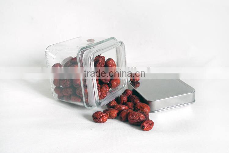 Square Glass Home Container with Tin Lid