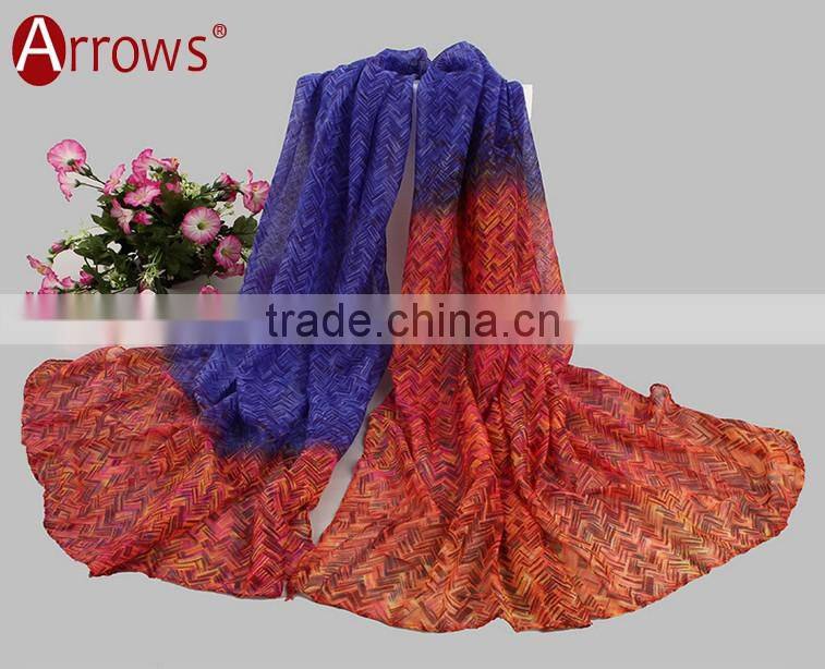 Gradient Color Simple and Fancy Voile Stoles Scarf Shawls for Women Ladies Girls All Year Applicable