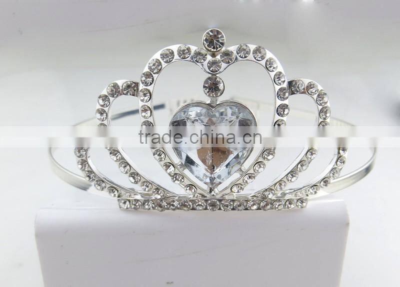 Luxury style big glass heat stone wedding cheap tiara