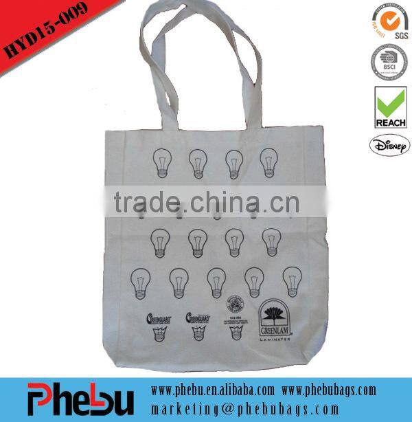 2015 Full color canvas tote bag leather handle