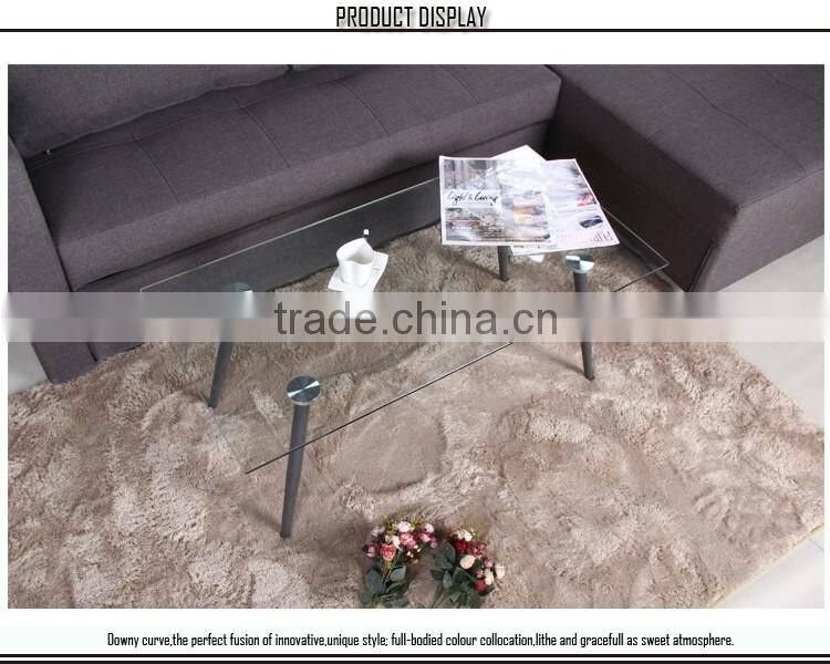 Square tempered glass chromed legs coffee table set