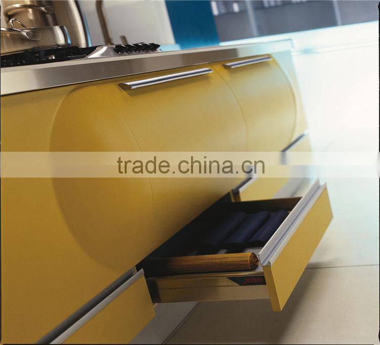 Yellow modern kitchen cabinets wall units, high gloss cabinet