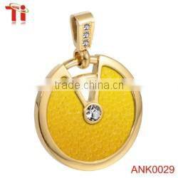 Genuine stingray leather and stainless steel hidden camera pendant fancy pendant designs for girls, big stone pendant design