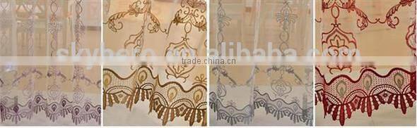 2015 High Quantity Flower Design Embroidered Voile Curtain Fabric