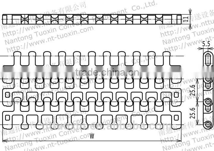 M2540 Radius Flush Grid Plastic Modular Belt