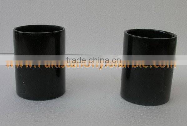 NATURAL JET BLACK MARBLE FLOWER VASES