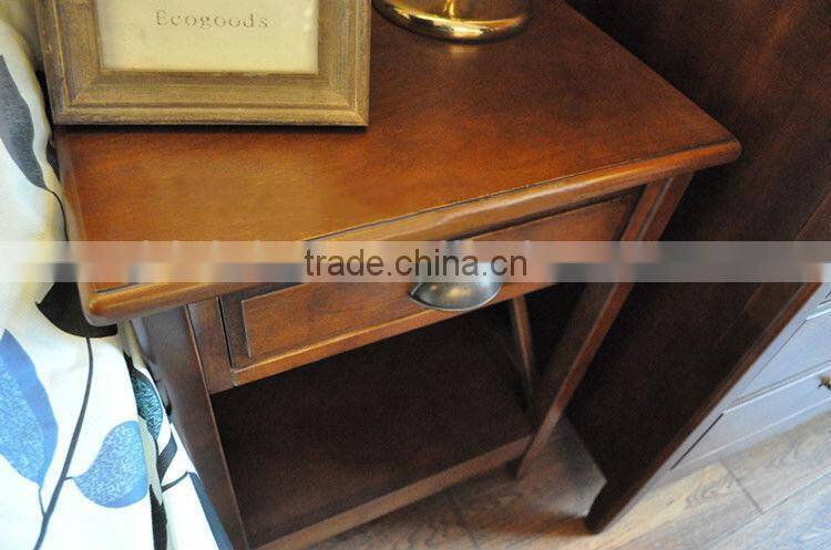 Concise Spanish style wooden bedroom nightstand