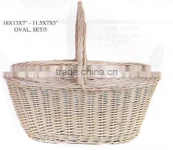Unpeeled wicker fire basket for sale