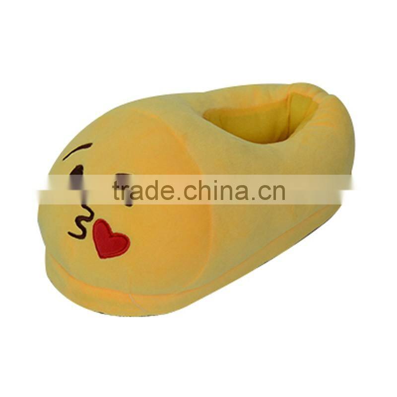 Indoor Embroiderey Plush Cotton Fabric Sunglasses Emoji Slipper