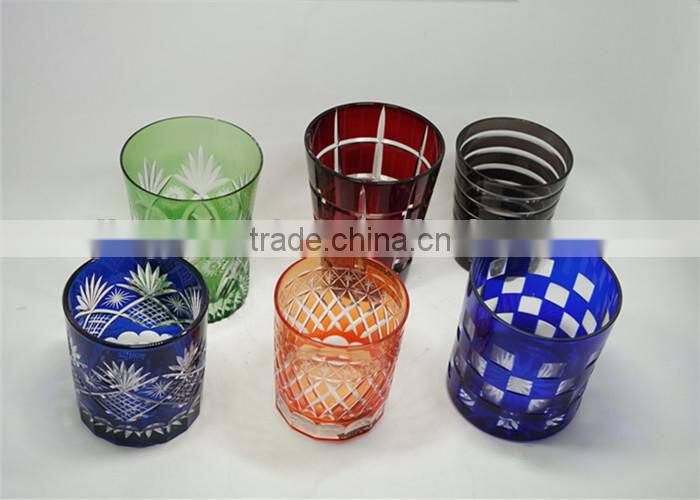 cobalt blue 8 oz stock hand cut round glass tumbler