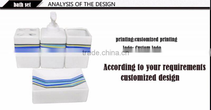 4psc white custom design ceramic bath set, bathroom accessory sanitary set