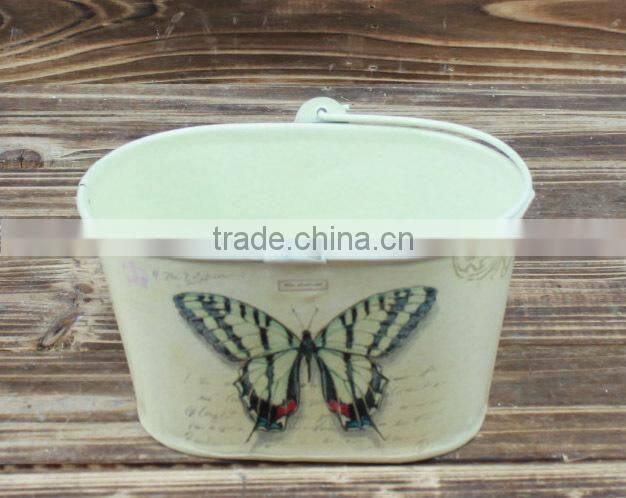 2015 garden decoration paper decal galvanized metal buckets wholesale