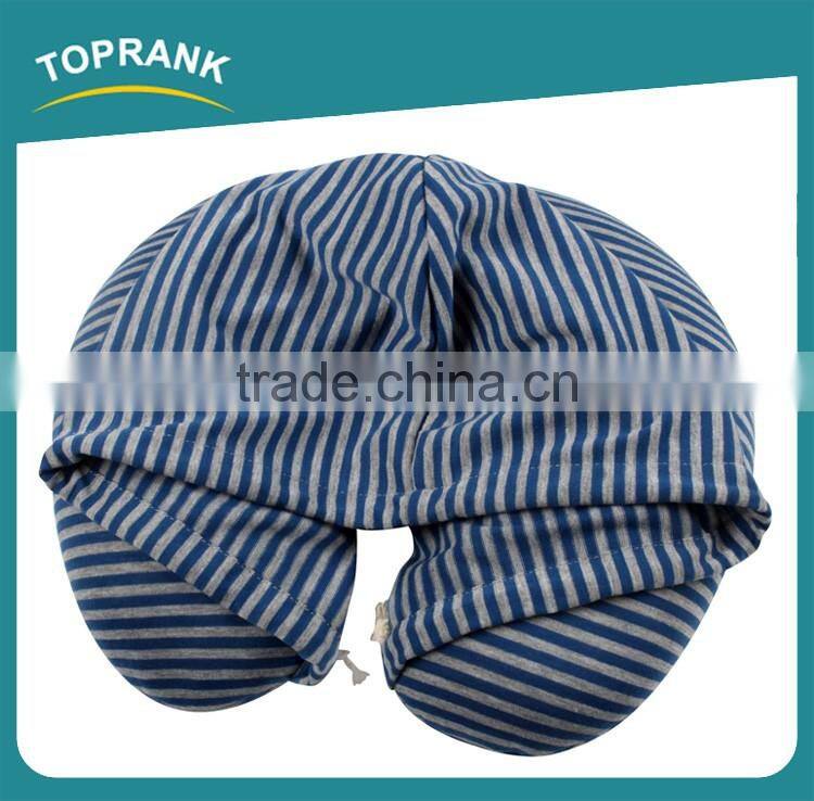 New Design Custom Printed Pillow Case U Shape Travel Hoodie Neck Pillow Travel Hooded Pillow With Sweatshirt Hat