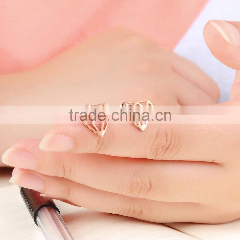 Fashion Jewelry Diamond Shaped Stud Earrings Men Rose Gold IP Stainless Steel Earring