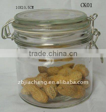 air-tight mini cylinder glass storage jar with metal clip top