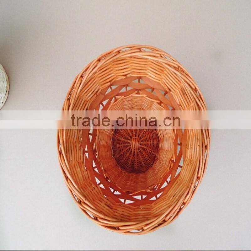 ROUND WILLOW WOVEN WICKER WASTE BASKET