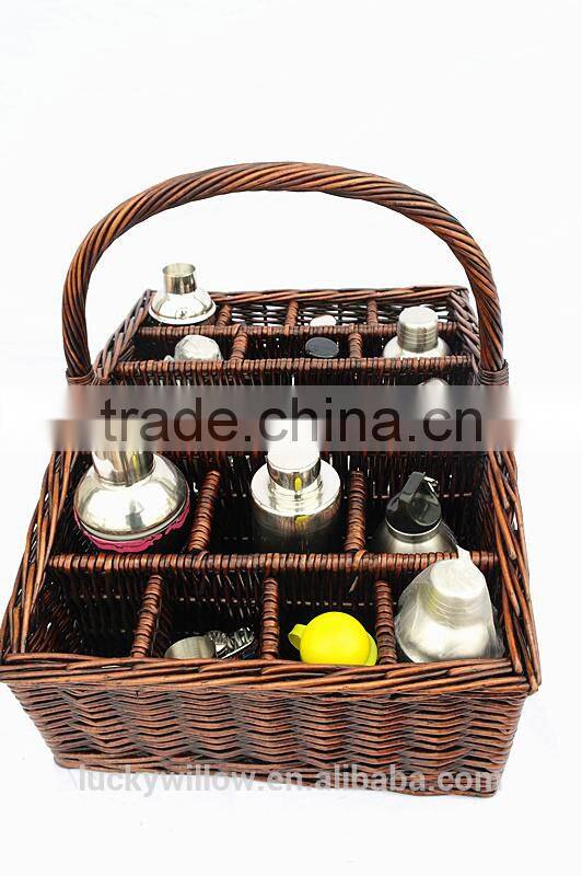 Harvest wicker wine Gift Basket with handle