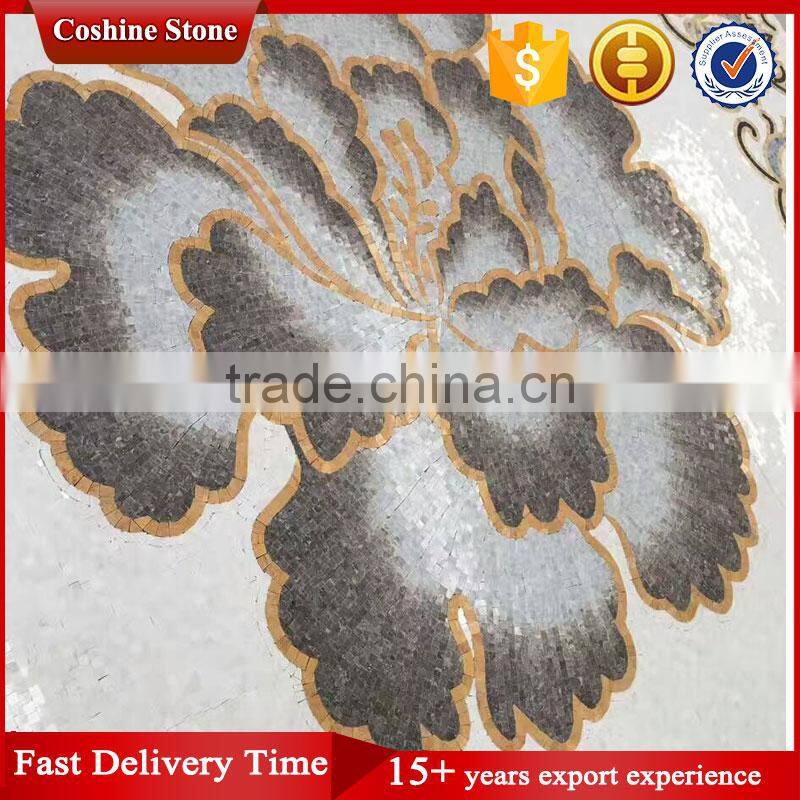 Fancy design flower marble waterjet pattern mosaic tile