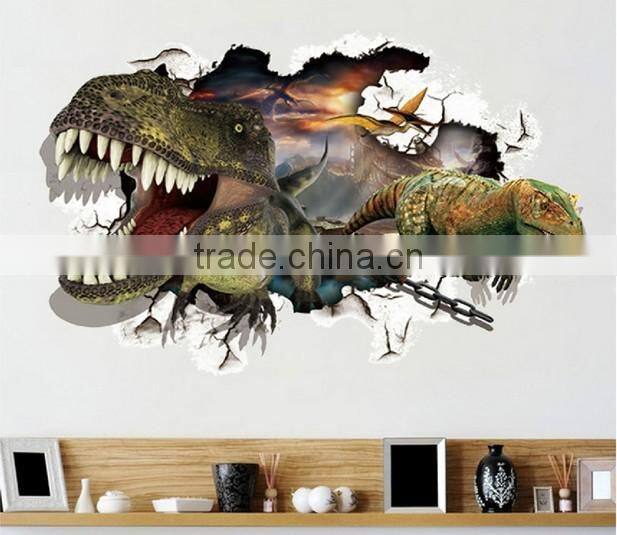 3D Real Dinosaur Drawing , Adhesive 3D Wall paper , Wall sticker