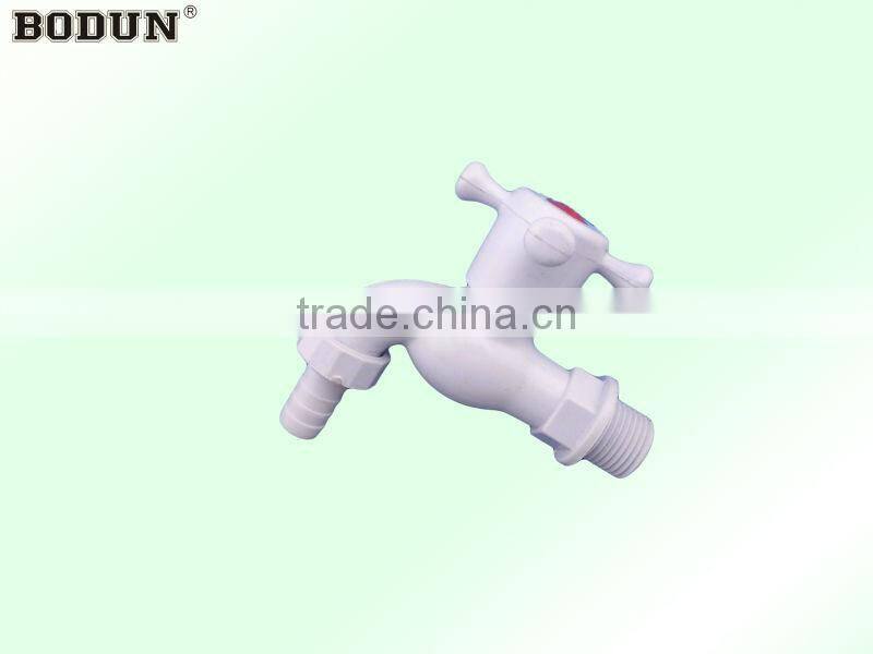 C3004 Cross shaped white pvc plastic bibcock/shower faucet with mouth