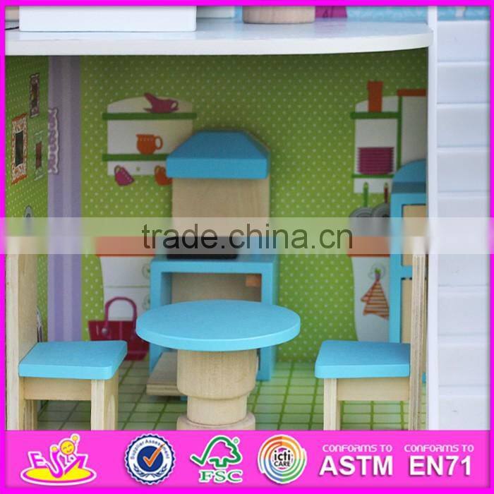 2016 new design home play children toy wooden dolls house miniatures W06A169