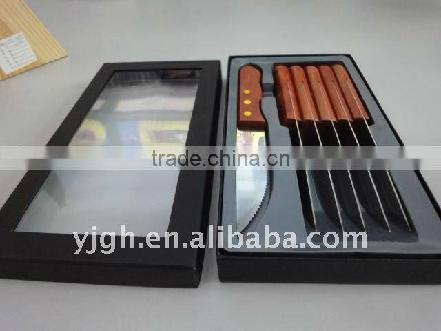 unique steak knife sets with wood handle curved stainless steel kittchen knife