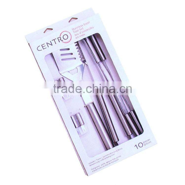 8pcs stainless steel bbq tool set with color box package