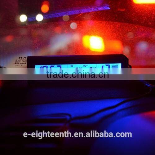 4In1 Car Blue/Orange LED Backlit Digital Display Clock voltage gauge