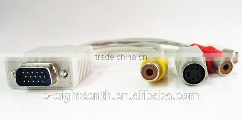 2016 new arrival VGA to S-Video AV RCA TV Out Converter Adapter Cable for Computer Desktop PC