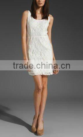12DR042 2012 hot selling Summer Fashion ladies casual Ivory Lace dress