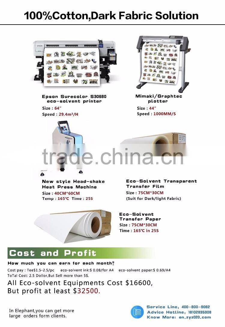 Guangzhou OEM DEM eco solvent heat transfer printing paper for clothing