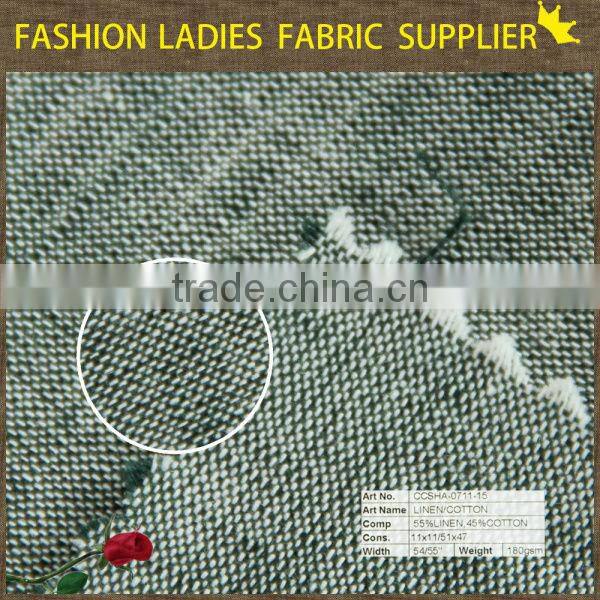 cotton linen fabric wholesale solid woven shirting linen fabric shaoxing textile pants linen fabric