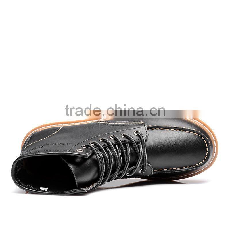 Autumn men leather high top casual shoes sample for adults, winter high upper worker shoes casual brand from china